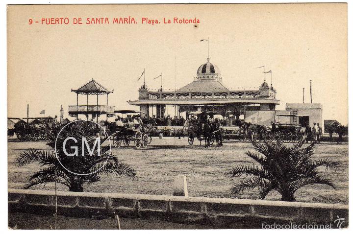 Postkarten: PRECIOSA POSTAL - PUERTO DE SANTA MARIA (CADIZ) - PLAYA - LA ROTONDA - COCHES DE CABALLO