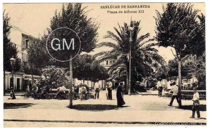 Postais: PRECIOSA POSTAL - SANLUCAR DE BARRAMEDA (CADIZ) - PLAZA DE ALFONSO XII - MUY AMBIENTADA