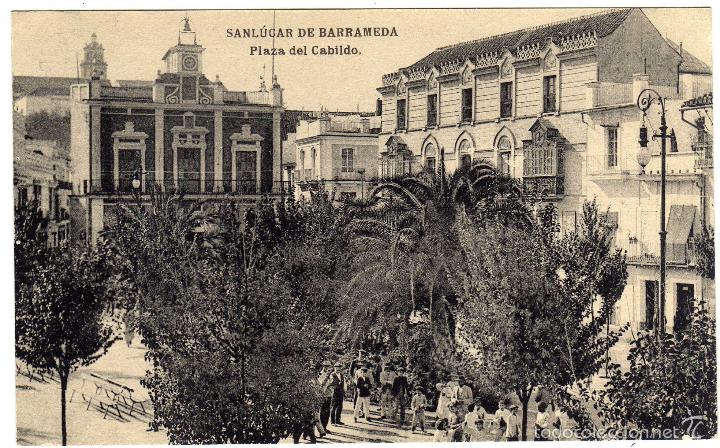 Postkarten: BONITA POSTAL - SANLUCAR DE BARRAMEDA (CADIZ) - PLAZA DEL CABILDO - AMBIENTADA
