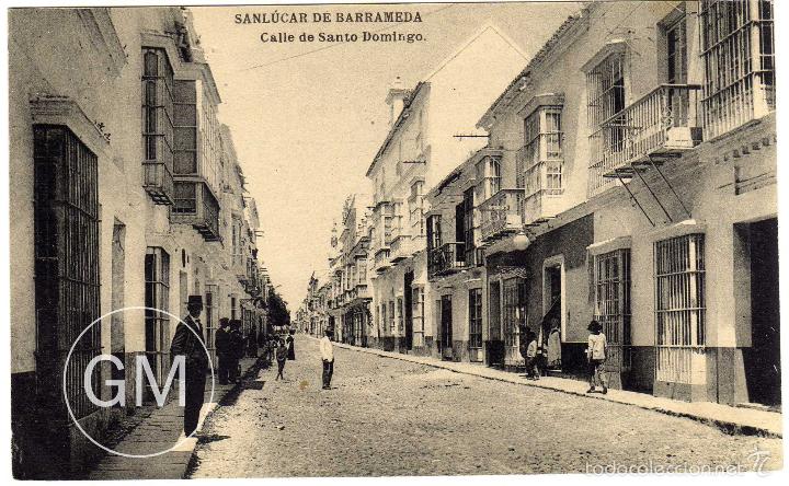 Postais: BONITA POSTAL - SANLUCAR DE BARRAMEDA (CADIZ) - CALLE DE SANTO DOMINGO - AMBIENTADA