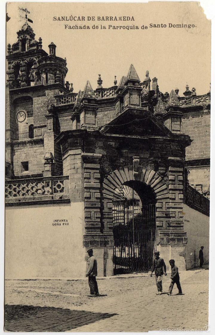 Postais: BONITA POSTAL - SANLUCAR DE BARRAMEDA (CADIZ) - FACHADA DE LA PARROQUIA DE SANTO DOMINGO