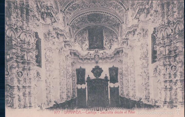 Postales: POSTAL 977 GRANADA.- CARTUJA- SACRISTIA DESDE EL ALTAR. FOTOTIPIA CASTA&Ntilde;EIRA