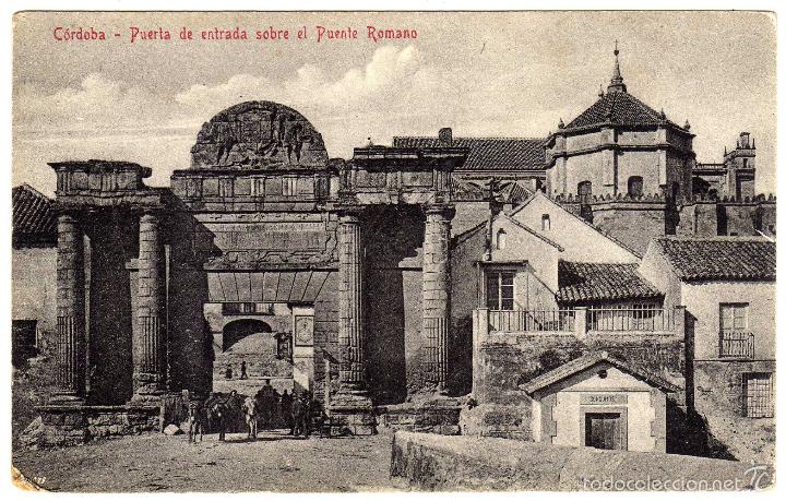 Postais: BONITA POSTAL - CORDOBA - PUERTA DE ENTRADA SOBRE EL PUENTE ROMANO - AMBIENTADA