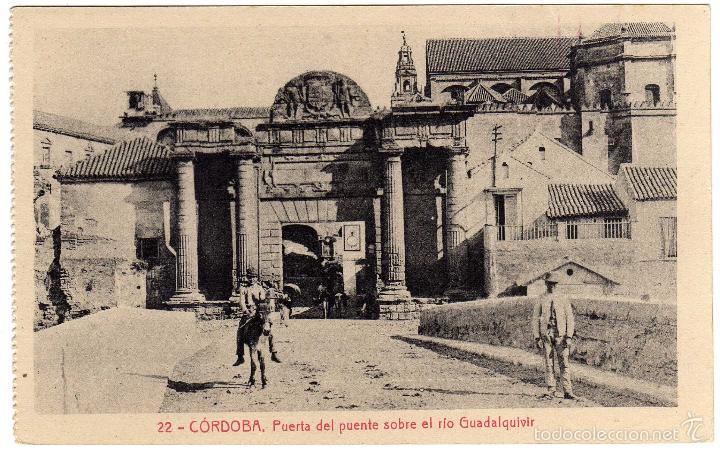 Postais: BONITA POSTAL - CORDOBA - PUERTA DEL PUENTE SOBRE EL RIO GUADALQUIVIR - AMBIENTADA