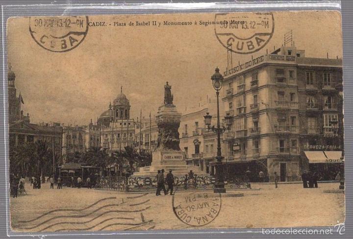 Postkarten: TARJETA POSTAL CADIZ - PLAZA DE ISABEL II Y MONUMENTO A SEGISMUNDO MORET. ED.GUILLERMO UHL