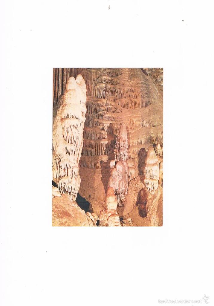 Cartes Postales: POSTAL ANTIGUA MALAGA ESCRITA POR DETRAS CUEVA DE NERJA MALAGA EL CORDERITO DETALLE SALA CATACLISMO