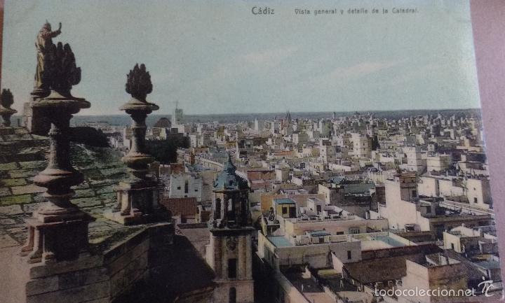 Postales: POSTAL DE CADIZ, VISTA GENERAL Y DETALLE DE LA CATEDRAL