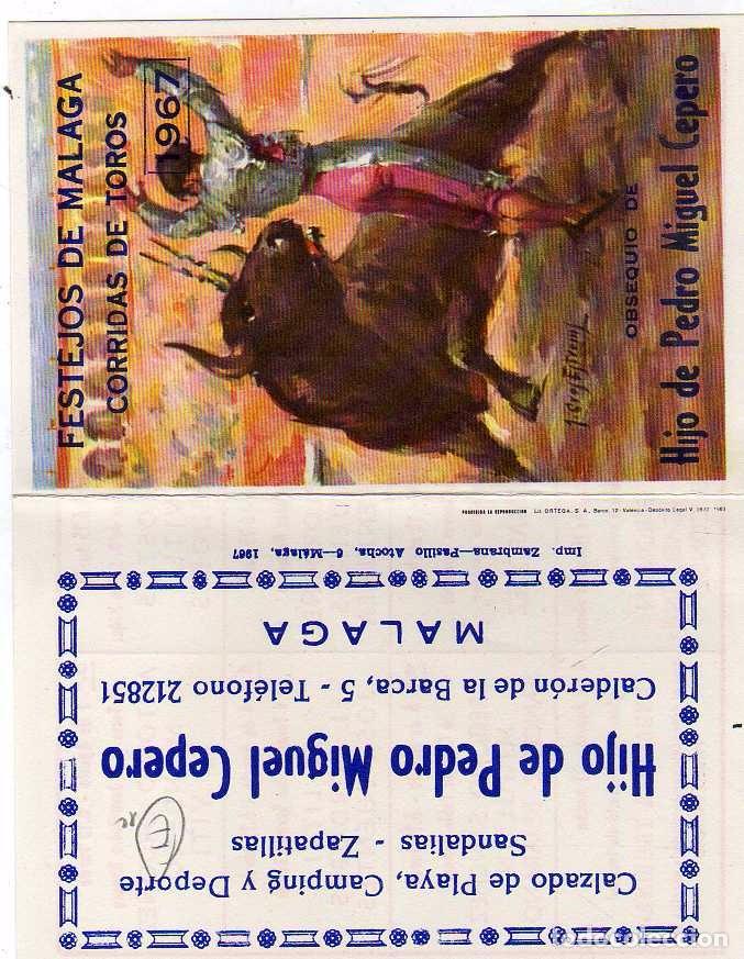 Postais: Festejos de M&aacute;laga. Corrida de Toros. 1967 Publicidad.