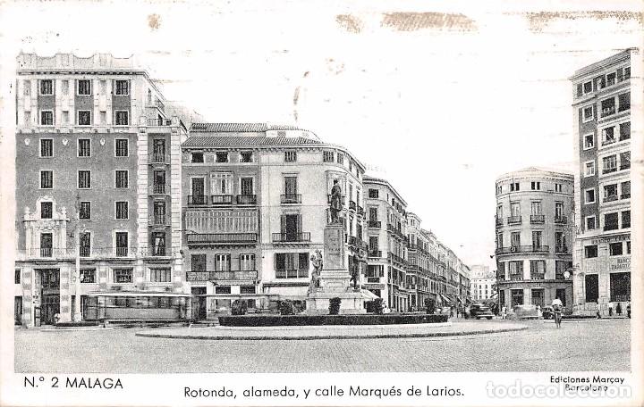 Postales: M&Aacute;LAGA.- ROTONDA, ALAMEDA Y CALLE MARQU&Eacute;S DE LARIOS