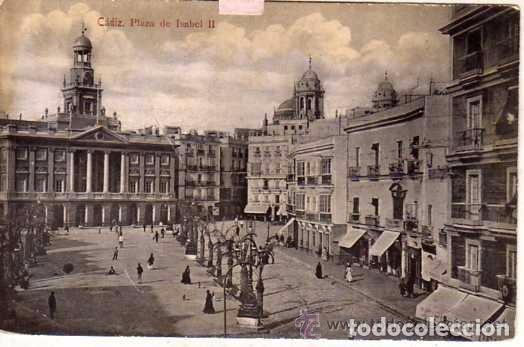 Postales: Cadiz. Plaza Isabel II. Purger 5106 Reverso dividido. Sin circular.