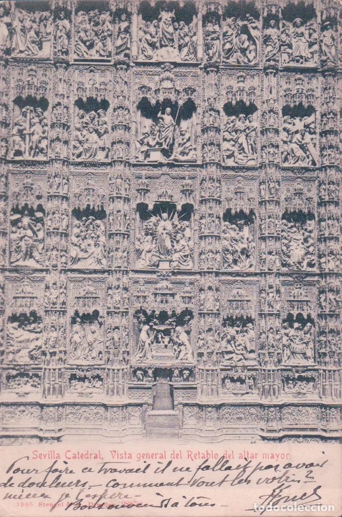 Postkarten: POSTAL SEVILLA. CATEDRAL VISTA GENERAL DEL RETABLO DEL ALTAR MAYOR. 1905 STENGEL DRESDE