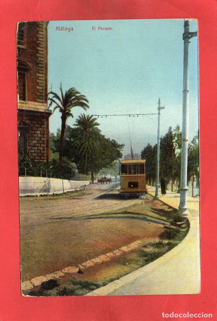 Postales: malaga. el parque. tranvia