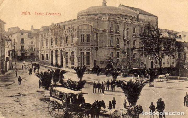 Postales: JAEN PLAZA DE LEON MAZOS TEATRO CERVANTES. Edici&oacute;n papeler&iacute;a de Jos&eacute; M. Romero.