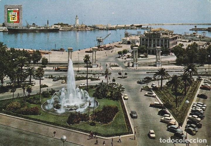 Postales: N&ordm; 28972 POSTAL MALAGA PLAZA DE LA MARINA Y PUERTO