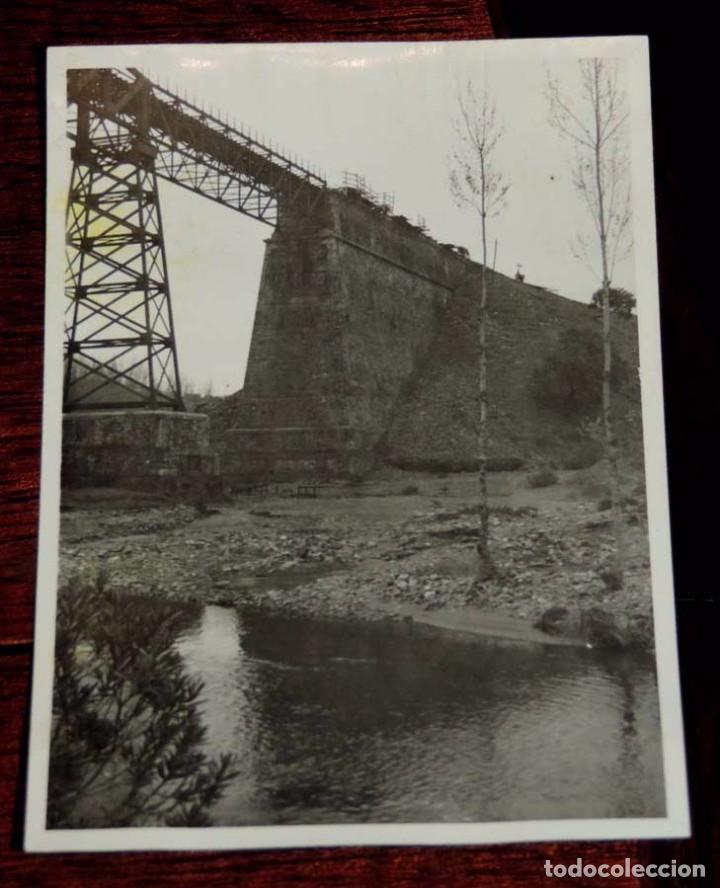Postales: Fotografia de la construcci&oacute;n del viaducto Murtigas, Compa&ntilde;&iacute;a del Ferrocarril de Zafra (Extremadura)
