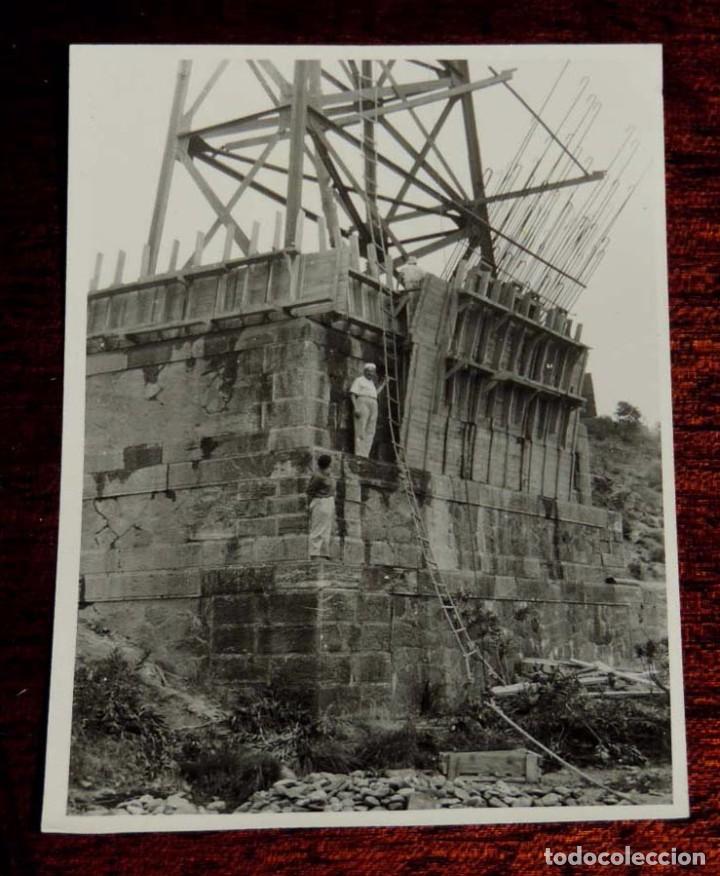 Postales: Fotografia de la construcci&oacute;n del viaducto Murtigas, Compa&ntilde;&iacute;a del Ferrocarril de Zafra (Extremadura)