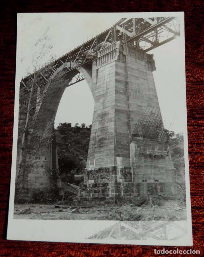 Postales: Fotografia de la construcci&oacute;n del viaducto Murtigas, Compa&ntilde;&iacute;a del Ferrocarril de Zafra (Extremadura)