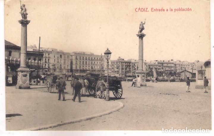 Cartoline: POSTAL DE CADIZ , ENTRADA A LA POBLACI&Oacute;N .