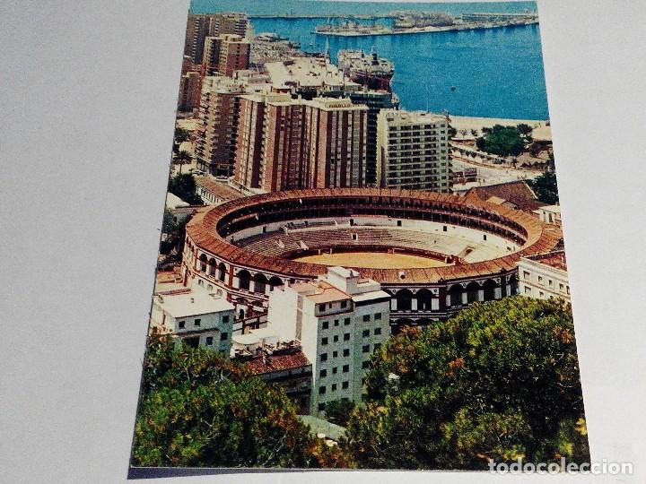 Postales: POSTAL MALAGA PLAZA DE TOROS Y PUERTO A&Ntilde;OS 60-70. NUEVA