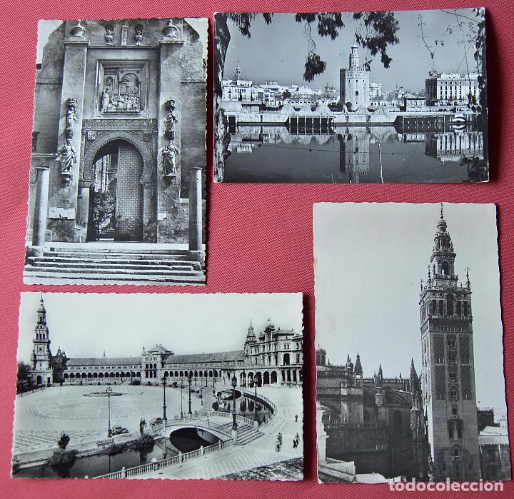Postales: 4 POSTALES DE SEVILLA DE LOS A&Ntilde;OS 50 - 2 CIRCULADAS Y 2 NUEVAS - GIRALDA - TORRE DEL ORO
