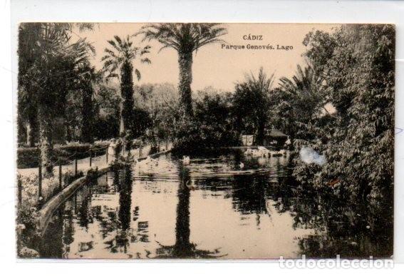 Postais: TARJETA POSTAL, CADIZ,PARQUE GENOVES,LAGO,  HAUSER Y MENET.