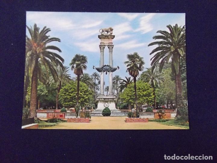 Postales: SEVILLA-V3- N&ordm;599-JARDINES DE MURILLO-MONUMENTO A COLON-