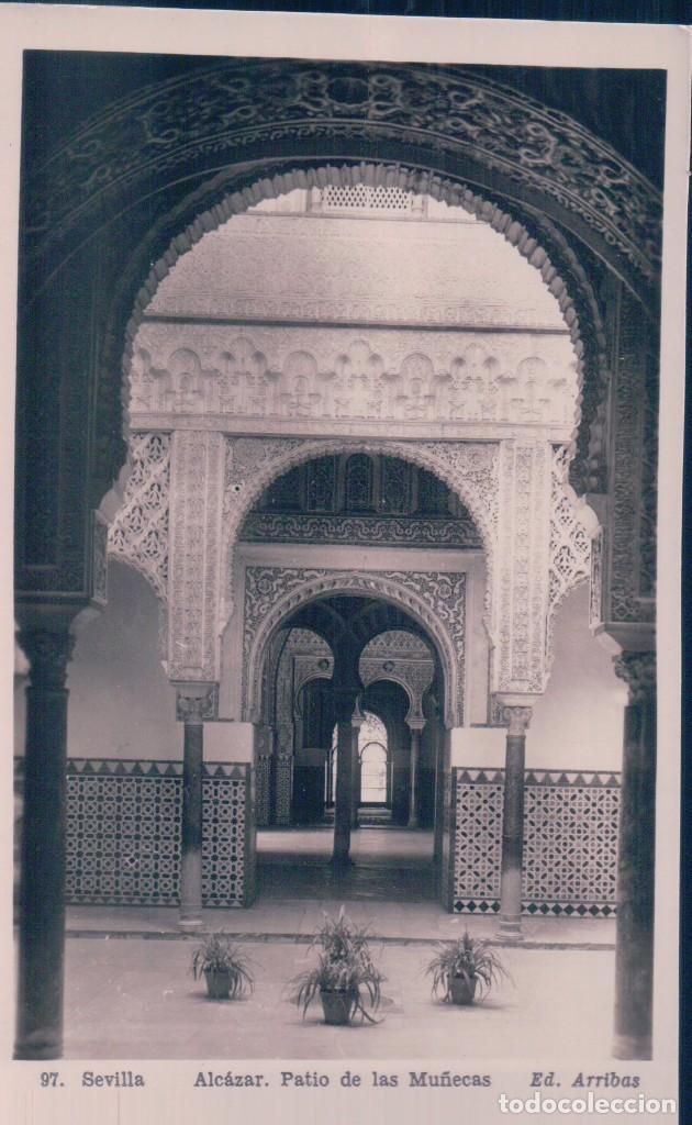 Cartoline: ANTIGUA POSTAL 97 SEVILLA ALCAZAR PATIO DE LAS MU&Ntilde;ECAS ED ARRIBAS