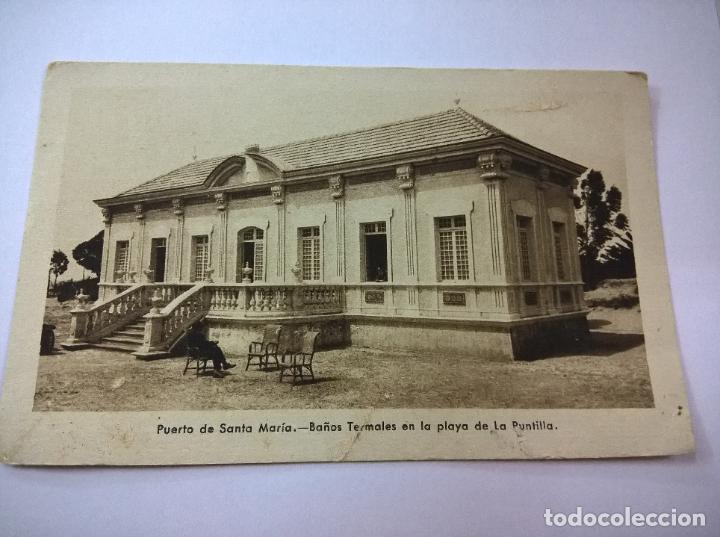 Postales: EL PUERTO DE SANTA MAR&Iacute;A - BA&Ntilde;OS TERMALES EN LA PLAYA DE LA PUNTILLA - EDICION GRAFICAS ANDALUZAS-N