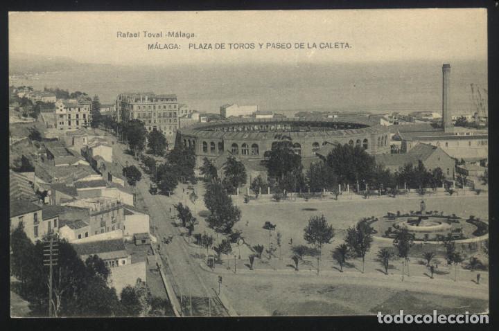 Postales: A-4471- MALAGA. PLAZA DE TOROS Y PASEO DE LA CALETA.