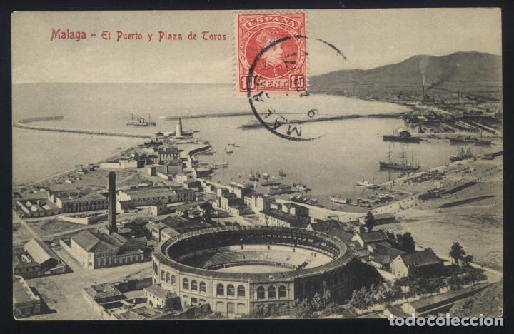 Postales: A-4531- MALAGA. PUERTO Y PLAZA DE TOROS.