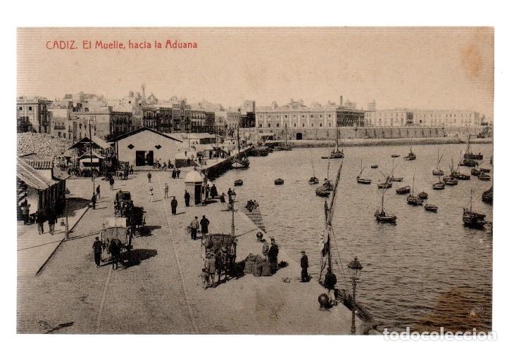 Postkarten: TARJETA POSTAL CADIZ, EL MUELLE HACIA LA ADUANA,FOTOTIPIA THOMAS.