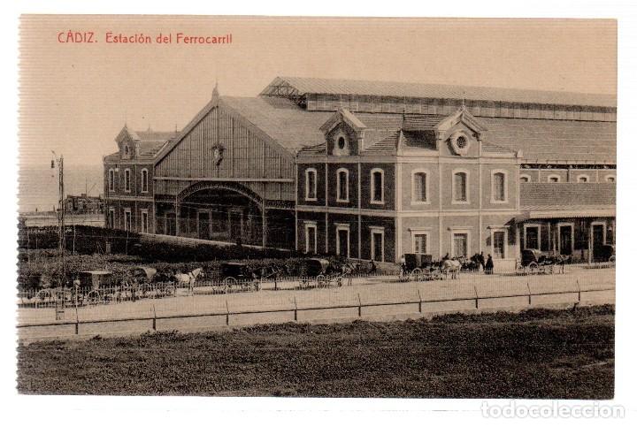 Postkarten: TARJETA POSTAL ,CADIZ , ESTACION DEL FERROCARRIL.FOTOTIPIA THOMAS.
