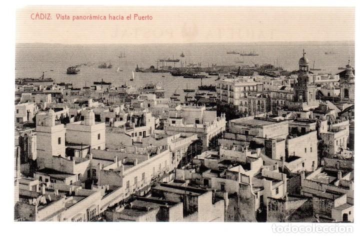 Postkarten: TARJETA POSTAL ,CADIZ ,VISTA PANORAMICA HACIA EL PUERTO .FOTOTIPIA THOMAS.