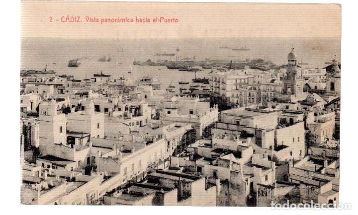 Postkarten: TARJETA POSTAL ,CADIZ , VISTA PANORAMICA HACIA EL PUERTO. FOTOTIPIA THOMAS.