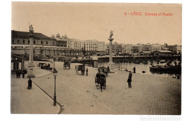 Postkarten: TARJETA POSTAL ,CADIZ ,ENTRADA AL MUELLE. FOTOTIPIA THOMAS.