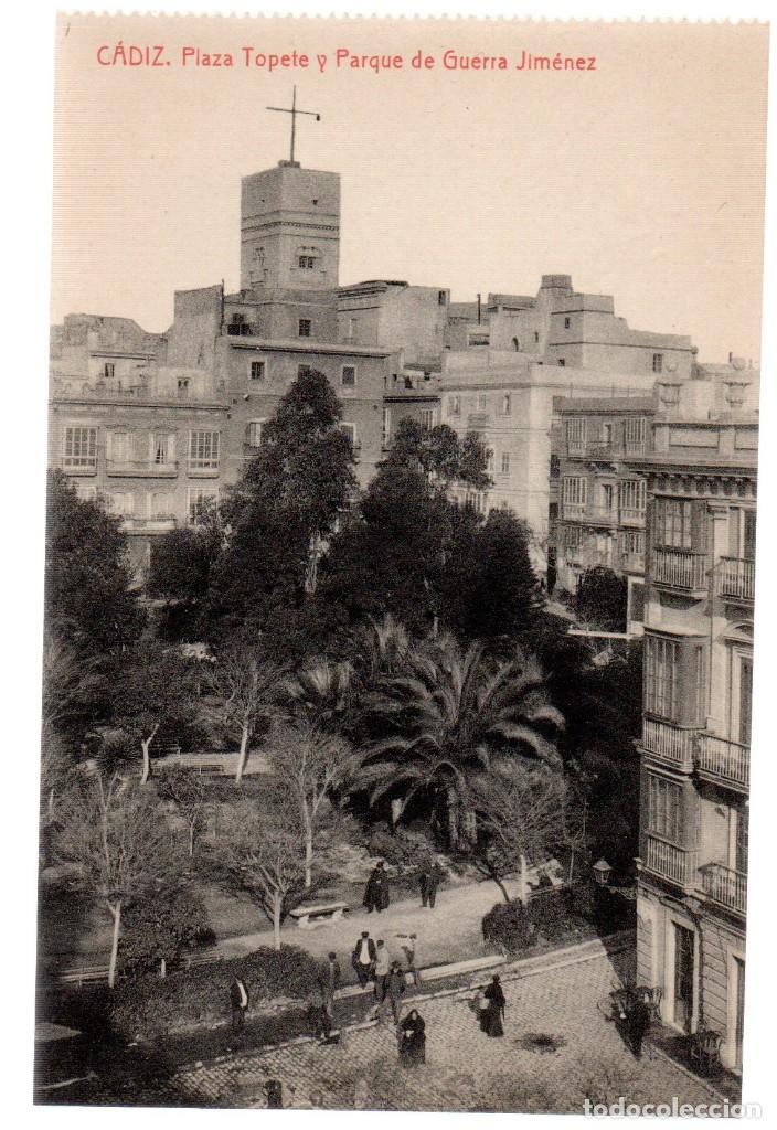 Postcards: TARJETA POSTAL ,CADIZ ,PLAZA TOPETE Y PARQUE DE GUERRA JIMENEZ. FOTOTIPIA THOMAS.