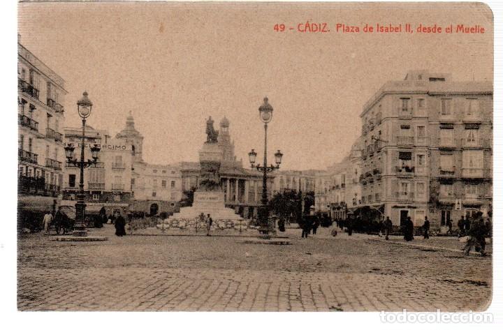 Postkarten: TARJETA POSTAL ,CADIZ ,PLAZA DE ISABEL II DESDE EL MUELLE. FOTOTIPIA THOMAS.