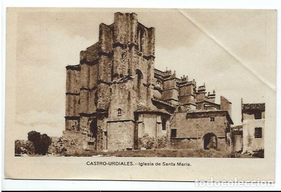 Postales: R200 - BONITA POSTAL ANTIGUA DE -CANTABRIA - CASTRO URDIALES -IGLESIA DE Sta. MARIA - ARRIBAS