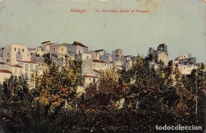 Postales: M&Aacute;LAGA.- LA ALCAZABA DESDE EL PARQUE