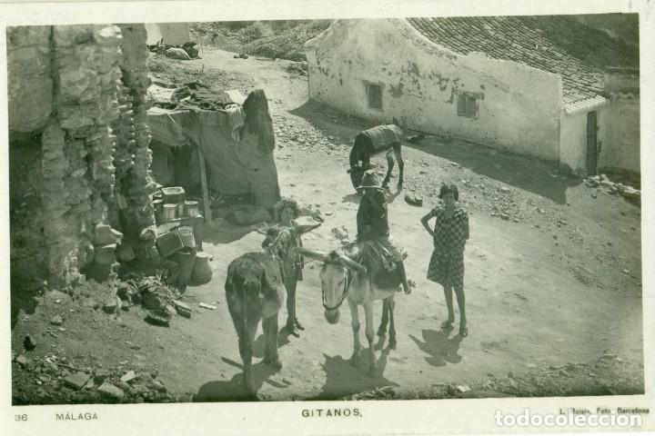 Postales: M&Aacute;LAGA. GITANOS CON BURRO.HACIA 1920. - Foto 1