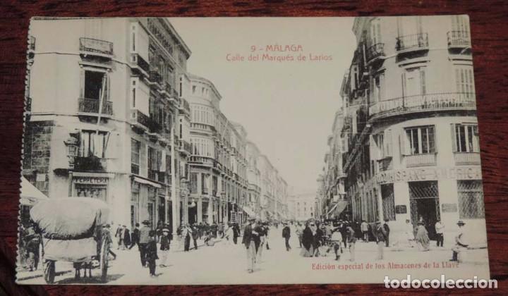 Postales: POSTAL DE MALAGA, CALLE DEL MARQUES DE LARIOS. n. 9, ED. ESPECIAL DE LOS ALMACENES DE LA LLAVE, NO C