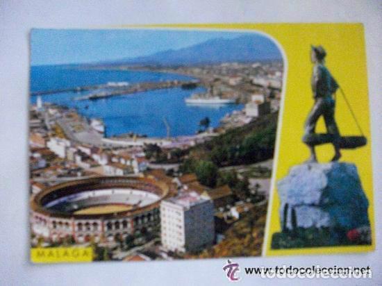 Postales: POSTAL DE MALAGA : PLAZA DE TOROS Y PUERTO , A&Ntilde;OS 60