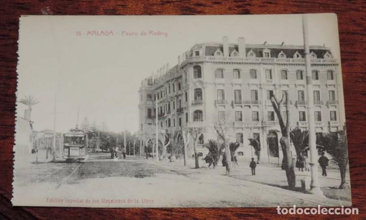 Postales: POSTAL DE MALAGA, PASEO DE REDING. n.16. EDICION ALMACENES LA LLAVE, NO CIRCULADA.