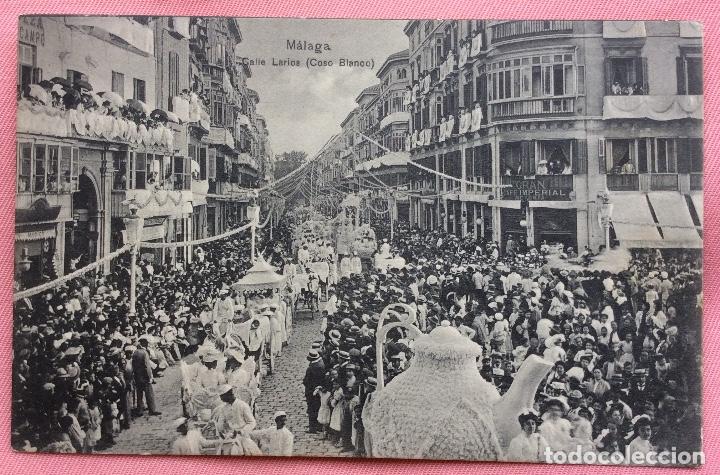 Postales: POSTAL. CALLE LARIOS. COSO BLANCO. M&Aacute;LAGA.