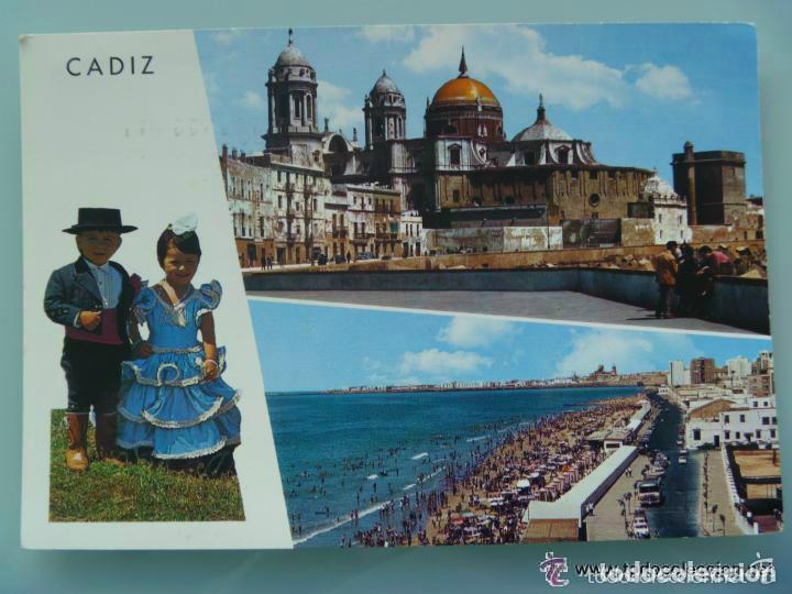 Postales: POSTAL DE CADIZ : CAMPO DEL SUR Y PLAYA, A&Ntilde;OS 60.