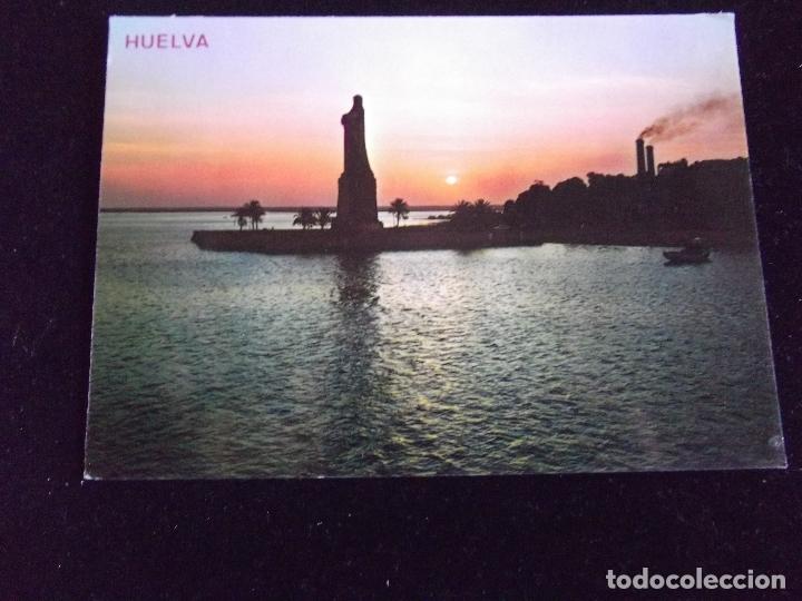 Postales: HUELVA-V43-COSTA DE LA LUZ-PUNTA DEL SEBO-MONUMENTO A COLON-ATARDECER