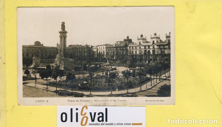 Postales: CADIZ 6  DE ARRIBAS PLAZA DE ESPA&Ntilde;A  1949 DATADA  - P-2238