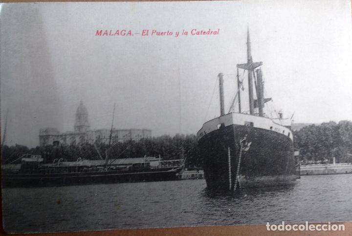 Postales: POSTAL DE  MALAGA, PUERTO Y LA CATEDRAL