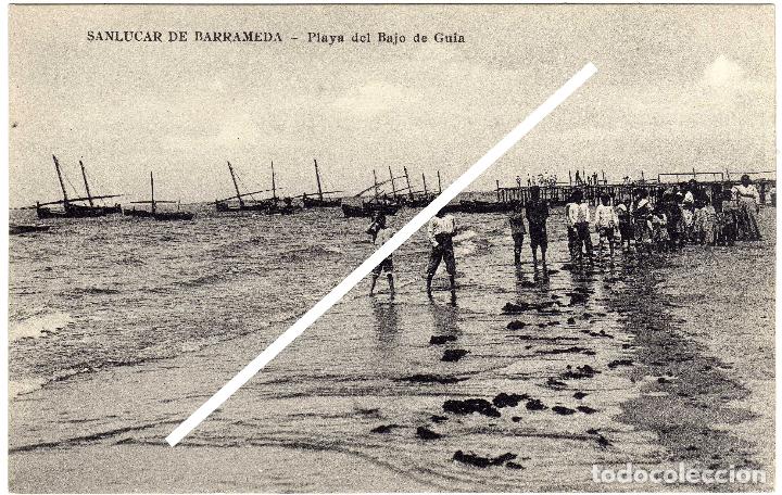 Cartoline: BONITA Y RARA POSTAL - SANLUCAR DE BARRAMEDA (CADIZ) - PLAYA DEL BAJO DE GUIA