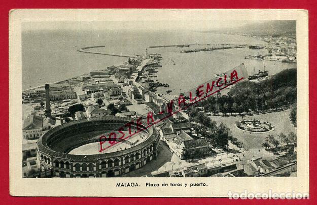 Postales: POSTAL MALAGA , PLAZA DE TOROS Y PUERTO , ORIGINAL , P85882